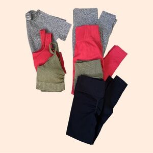 7 Piece Activewear Lot Some Unworn Green Red Gray sz S